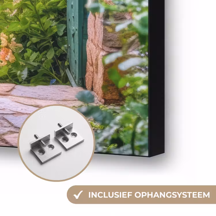 Doorkijk - Vuurtoren - Bloemen - Uitzicht Textielframe zwart klein -USP_ophangsysteemNL