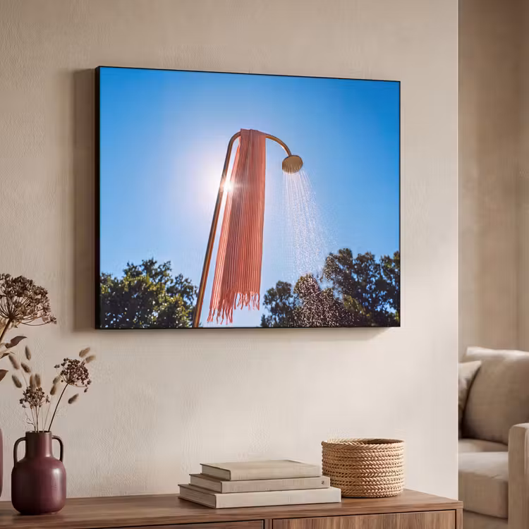 Douche - Water - Zomer - Blauw Textielframe zwart klein -sfeer3