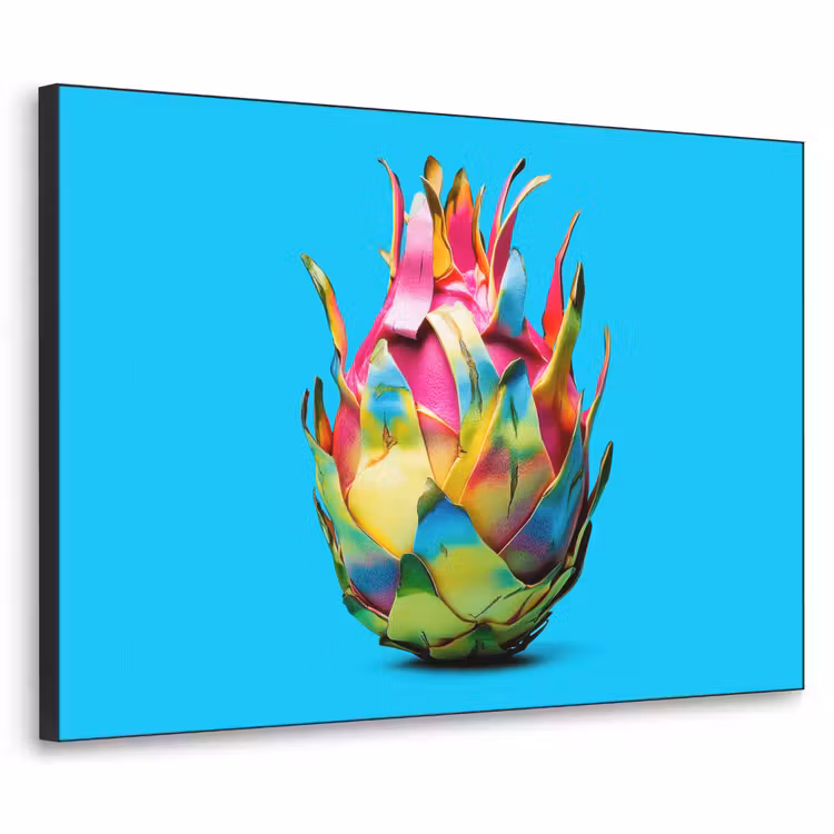 Drakenfruit - Blauw - Levendig Textielframe zwart klein -3d
