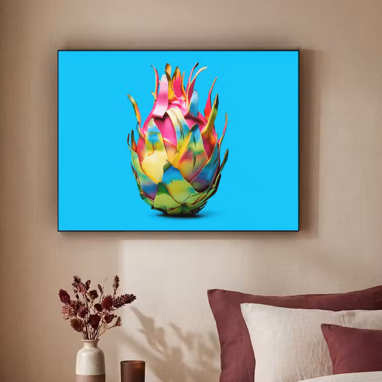 Drakenfruit - Blauw - Levendig Textielframe - compleet frame klein -sfeer1