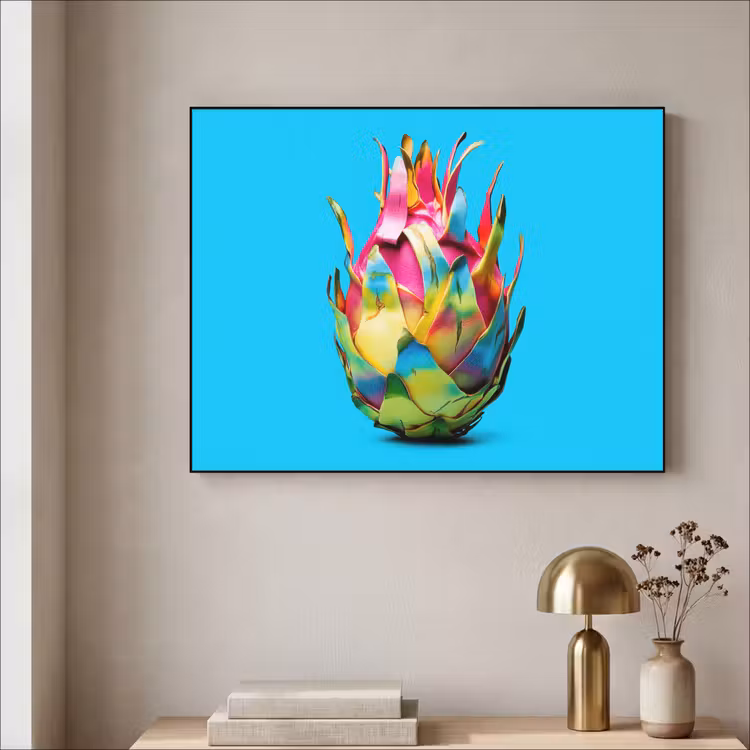 Drakenfruit - Blauw - Levendig Textielframe - compleet frame klein -sfeer2