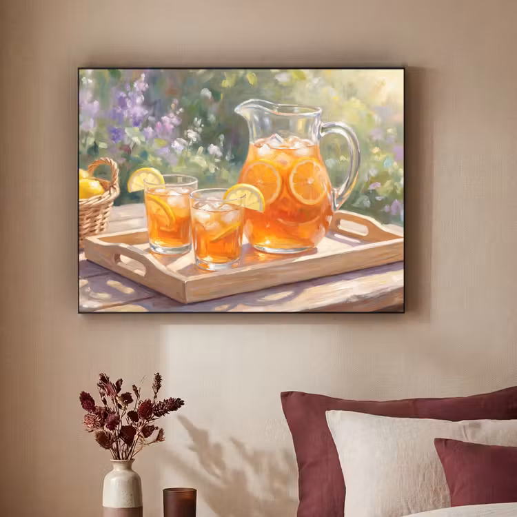 Drank - Citroen - Zomer - Tuin - Geel Textielframe zwart klein -sfeer1