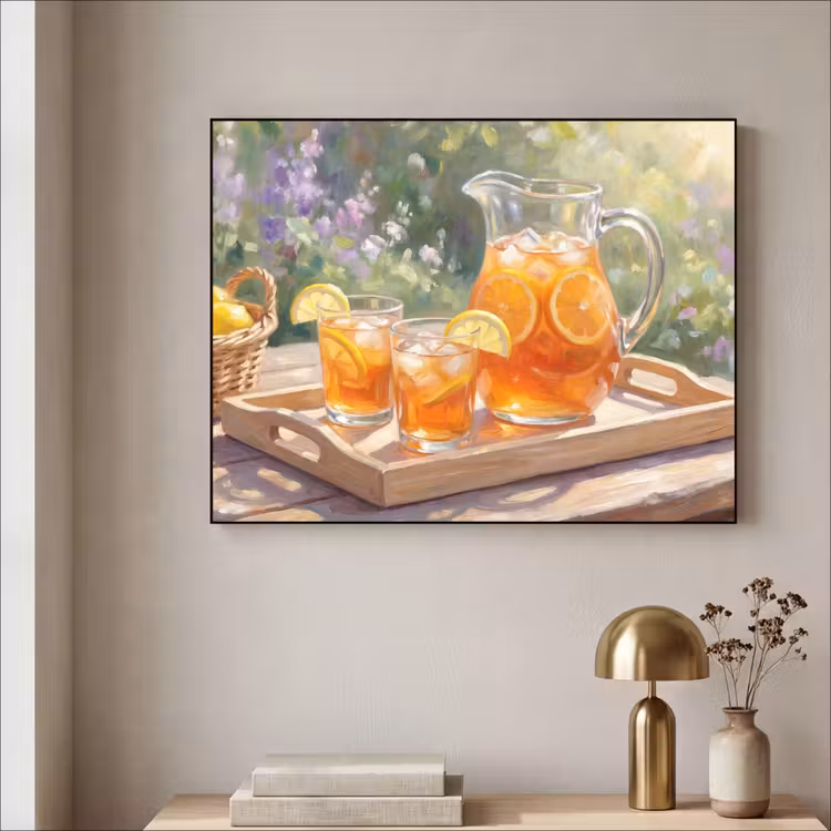 Drank - Citroen - Zomer - Tuin - Geel Textielframe zwart klein -sfeer2