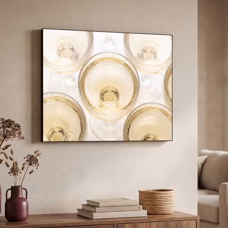 Drank - Glazen - Feest - Goud Textielframe zwart klein -sfeer3