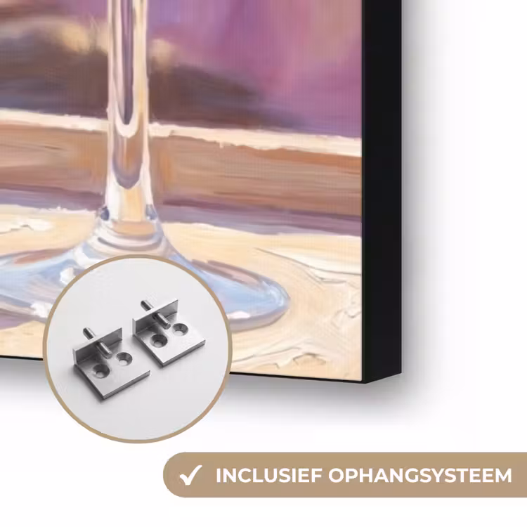 Drank - Glazen - Strand - Zomer - Oranje Textielframe zwart klein -USP_ophangsysteemNL