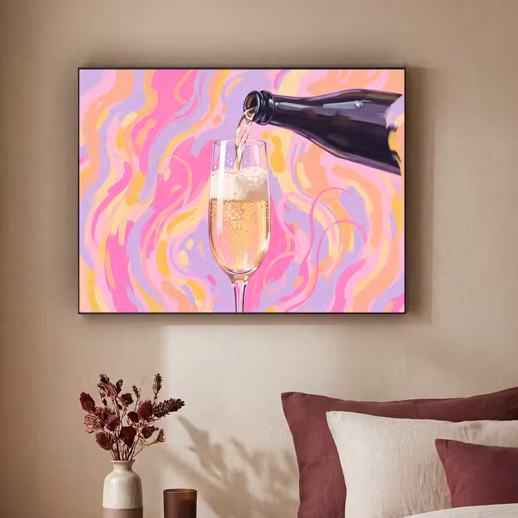Drank - Inschenken - Feest - Abstract - Roze Textielframe zwart klein -sfeer1