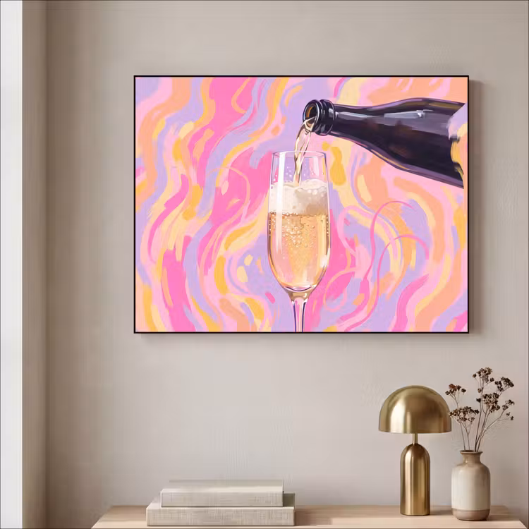 Drank - Inschenken - Feest - Abstract - Roze Textielframe zwart klein -sfeer2
