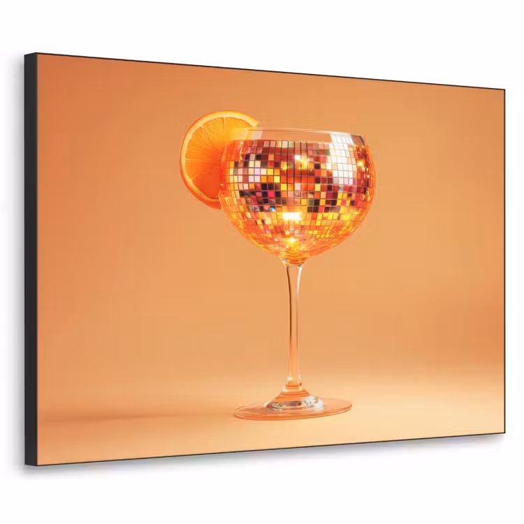 Drank - Oranje - Glitter - Disco Textielframe - compleet frame klein -3d
