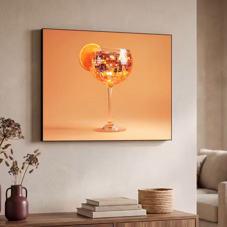 Drank - Oranje - Glitter - Disco Textielframe zwart klein -sfeer3