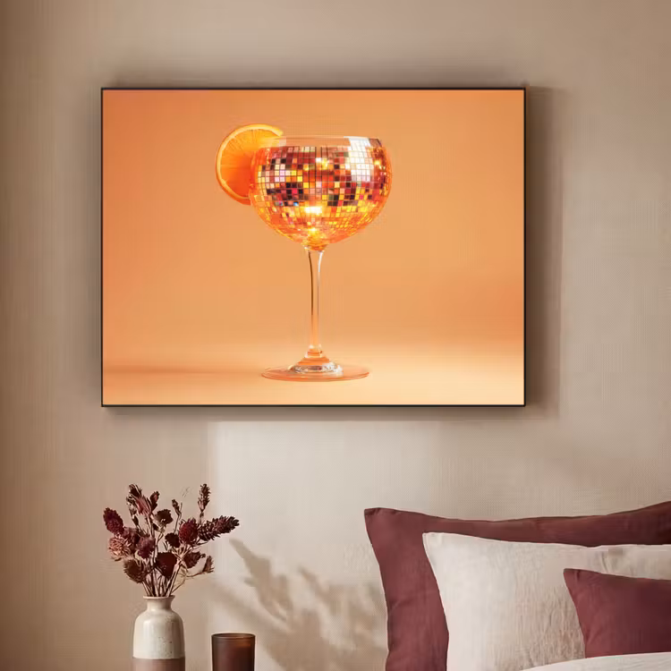 Drank - Oranje - Glitter - Disco Textielframe - compleet frame klein -sfeer1