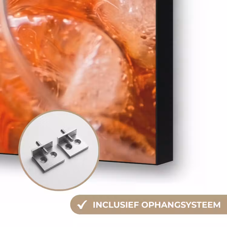Drank - Sinaasappel - IJs - Zomer - Oranje Textielframe zwart klein -USP_ophangsysteemNL