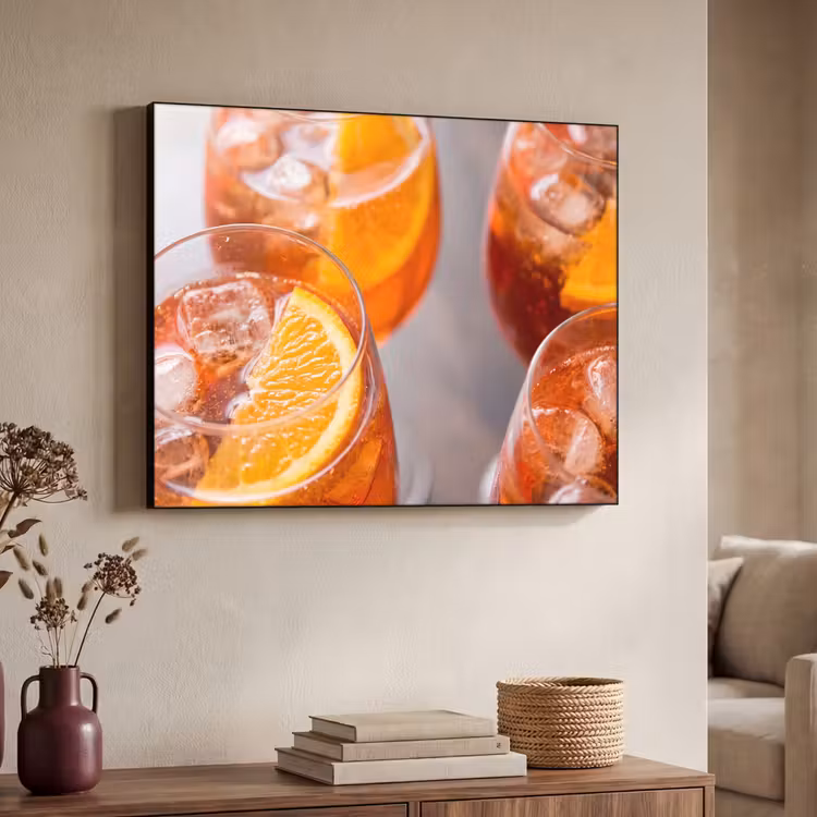 Drank - Sinaasappel - IJs - Zomer - Oranje Textielframe zwart klein -sfeer3