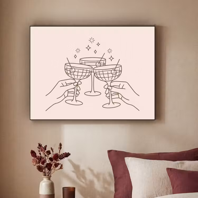 Drankjes - Feest - Proosten - Minimalistisch - Groen Textielframe zwart klein -sfeer1