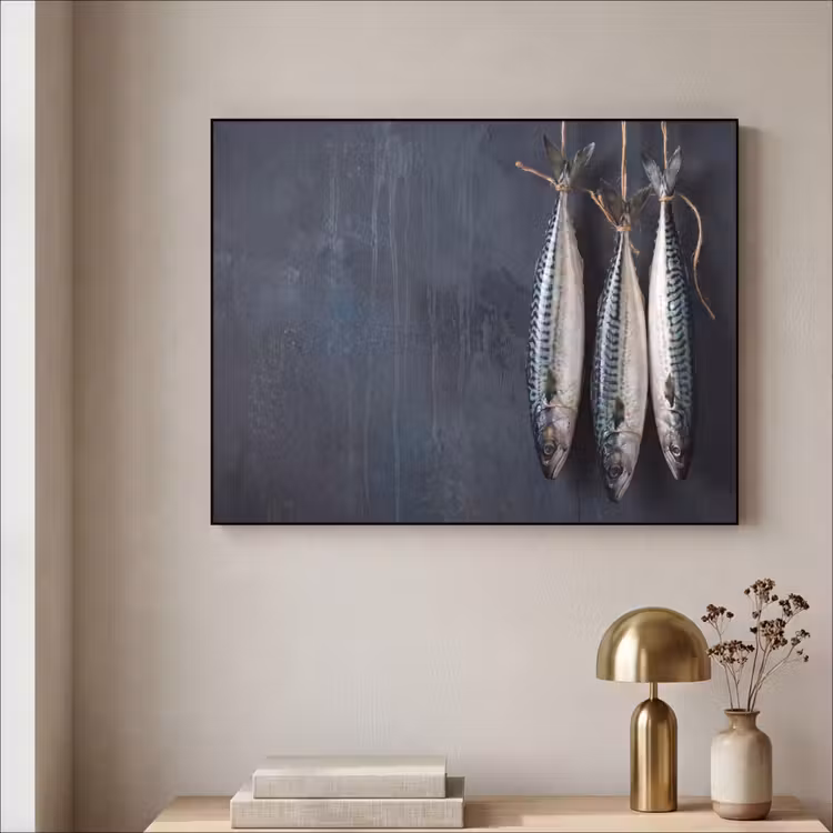 Art frame - Drie vissen - Touw - Drie vissen - Touw Textielframe zwart klein