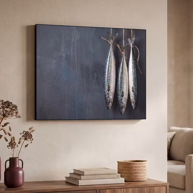 Art frame - Drie vissen - Touw - Drie vissen - Touw Textielframe zwart klein