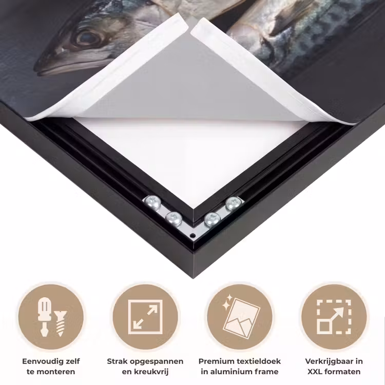 Art frame - Drie vissen - Touw - Drie vissen - Touw Textielframe zwart klein