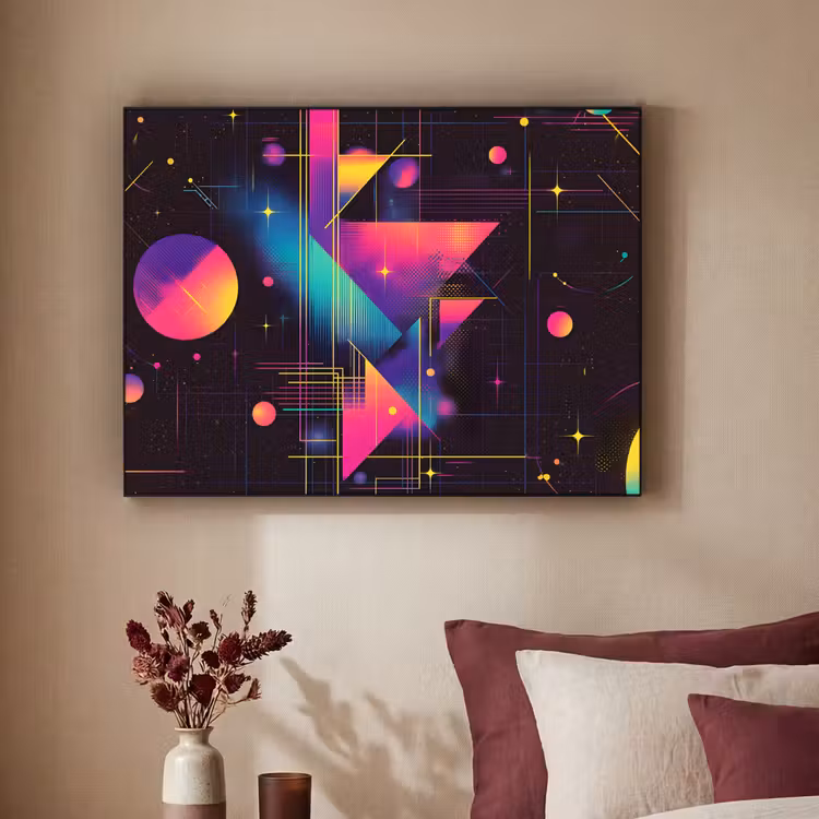 Driehoeken - Cirkels - Abstract - Sterren Textielframe - compleet frame klein -sfeer1