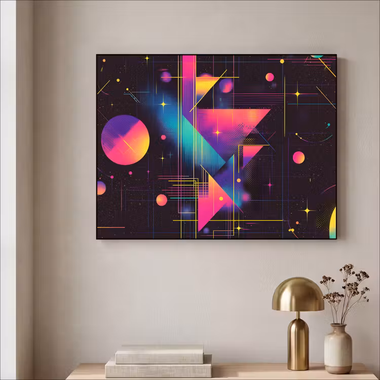 Driehoeken - Cirkels - Abstract - Sterren Textielframe - compleet frame klein -sfeer2