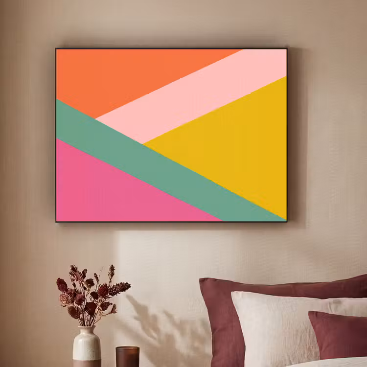Driehoeken - Kleurrijk - Abstract Textielframe - compleet frame klein -sfeer1