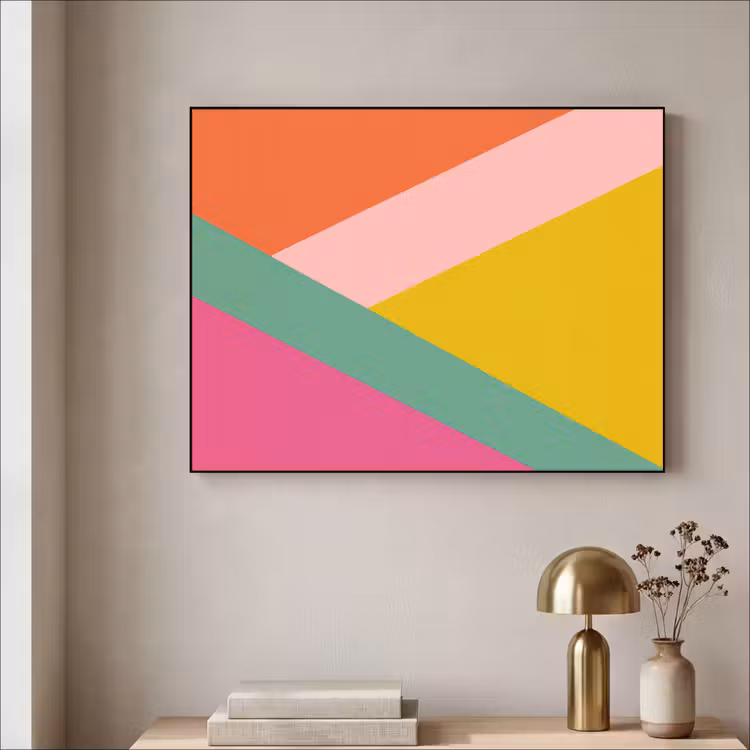Driehoeken - Kleurrijk - Abstract Textielframe - compleet frame klein -sfeer2