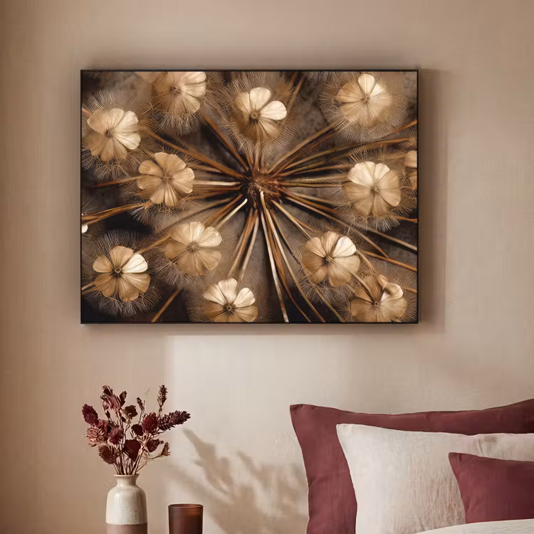 Droogbloemen - Bruin - Natuur Textielframe zwart klein -sfeer1