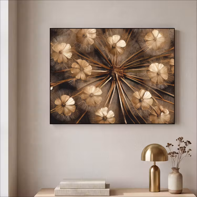 Droogbloemen - Bruin - Natuur Textielframe zwart klein -sfeer2