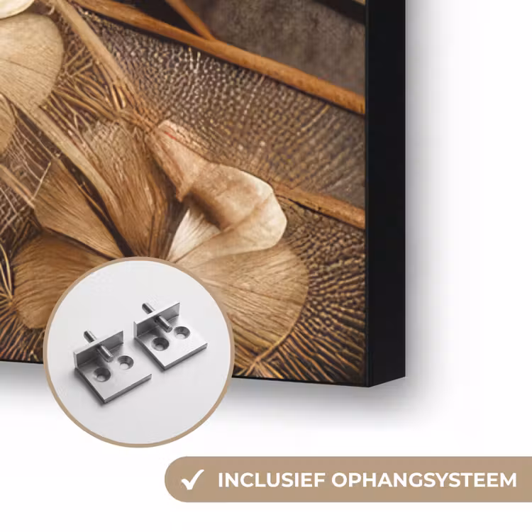 Droogbloemen - Bruin - Natuur Textielframe zwart klein -USP_ophangsysteemNL