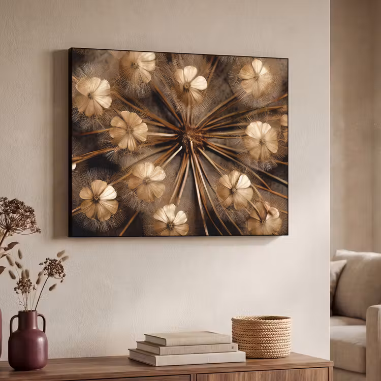 Droogbloemen - Bruin - Natuur Textielframe zwart klein -sfeer3