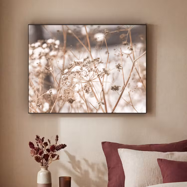 Droogbloemen - Wit - Planten Textielframe zwart klein -sfeer1