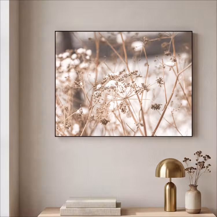Droogbloemen - Wit - Planten Textielframe zwart klein -sfeer2