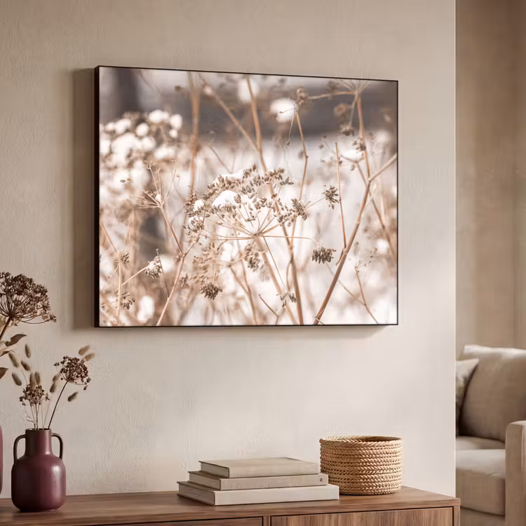 Droogbloemen - Wit - Planten Textielframe zwart klein -sfeer3