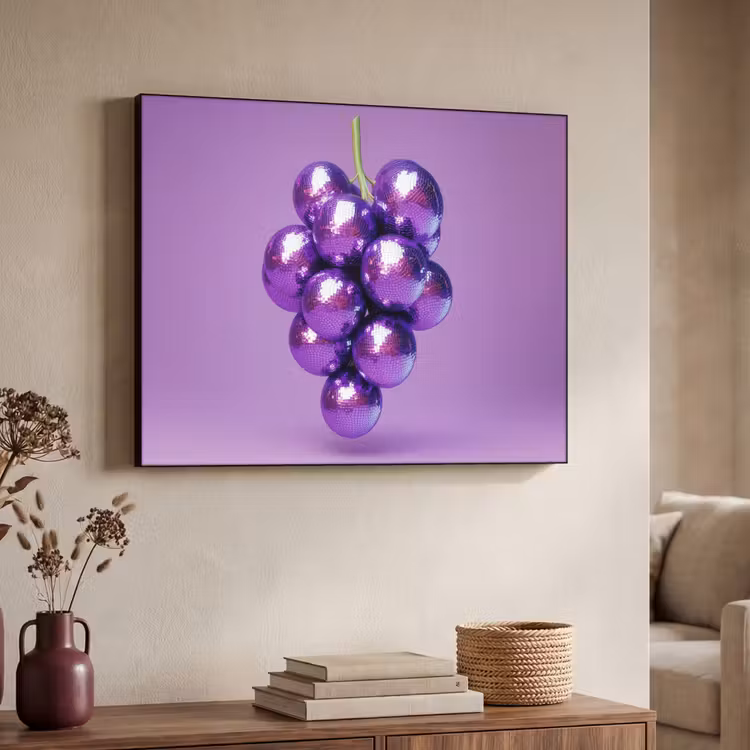 Druif - Disco - Glitter - Paars Textielframe zwart klein -sfeer3