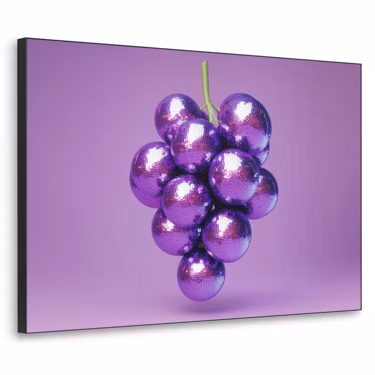 Druif - Disco - Glitter - Paars Textielframe zwart klein -3d