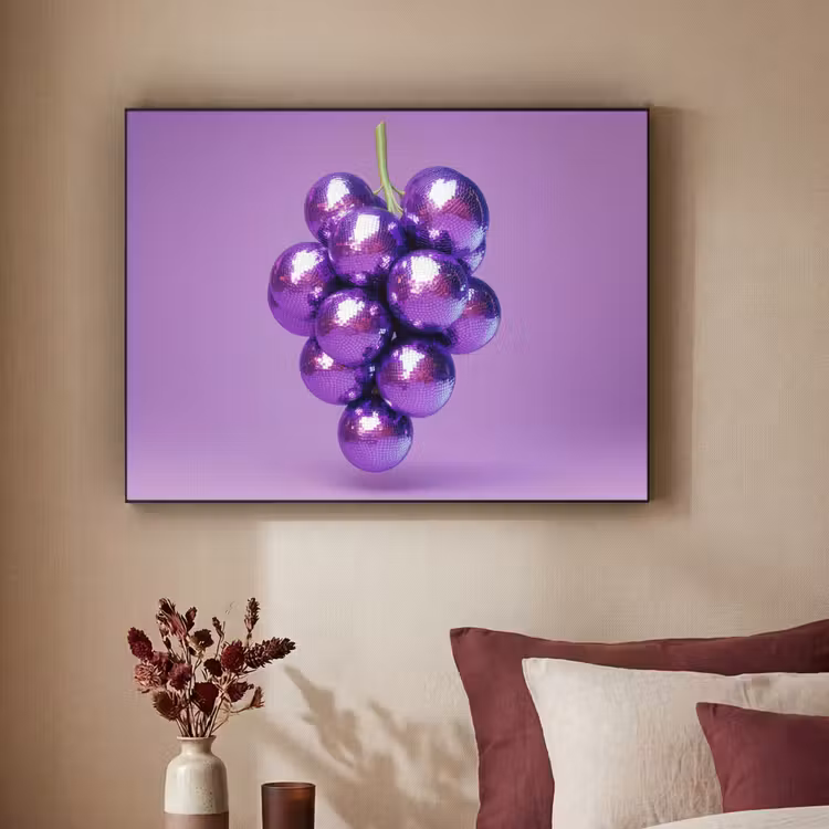 Druif - Disco - Glitter - Paars Textielframe zwart klein -sfeer1
