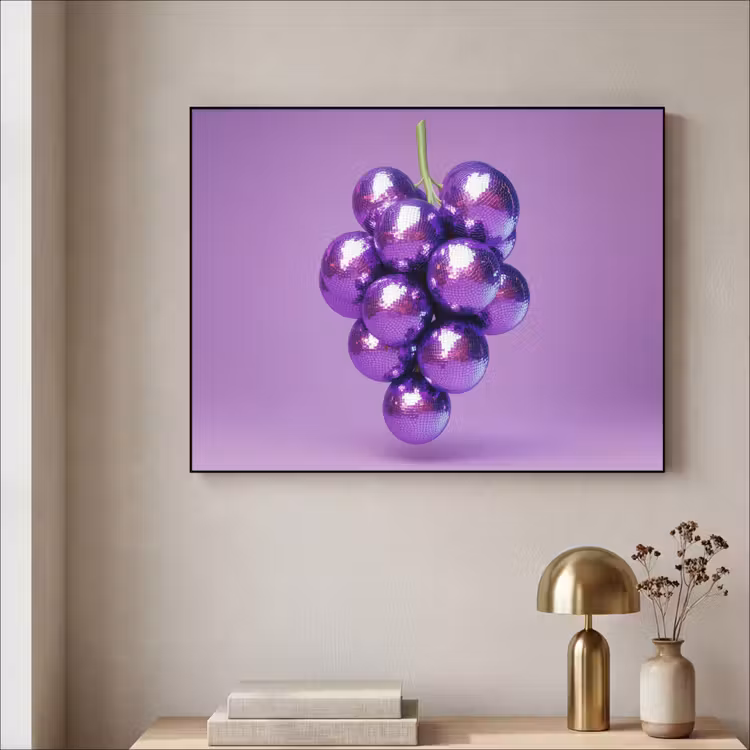 Druif - Disco - Glitter - Paars Textielframe zwart klein -sfeer2