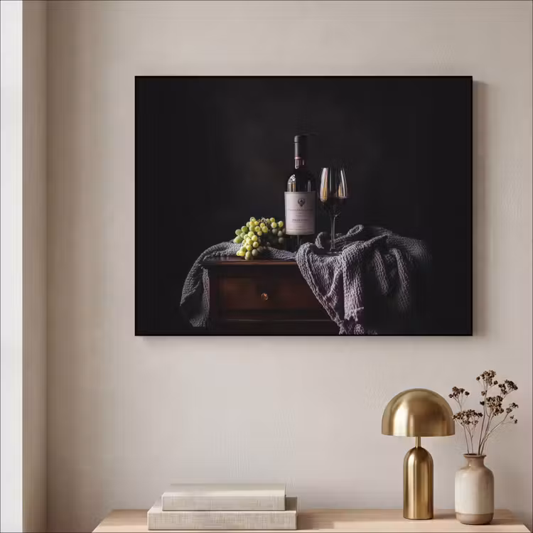 Druiven - Wijn - Rood - Tafel Textielframe - compleet frame klein -sfeer2