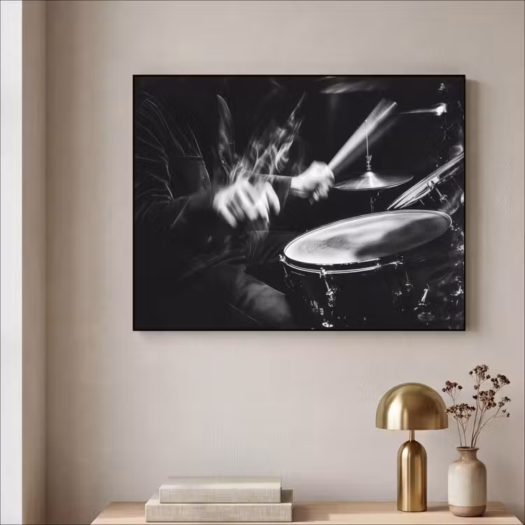 Drummer - Zwart - Drumstel Textielframe zwart klein -sfeer2