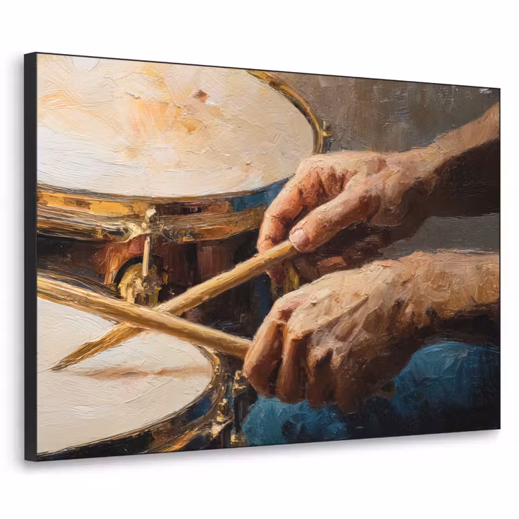 Drumstokken - Olieverf - Man Textielframe - compleet frame klein -3d