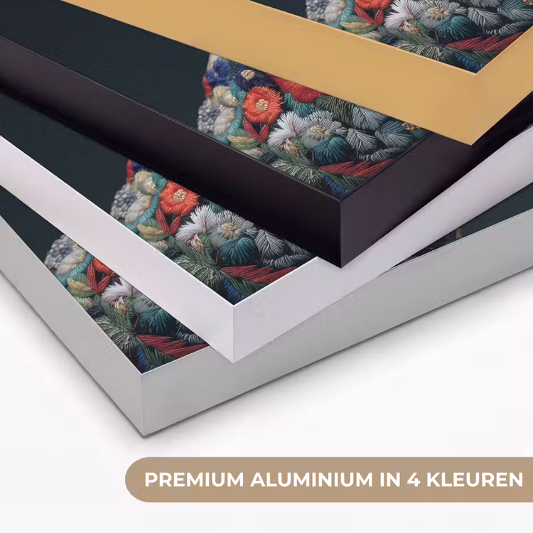 Duif - Bloemen - Wit - Zwart Textielframe zwart klein -USP_kleurenNL