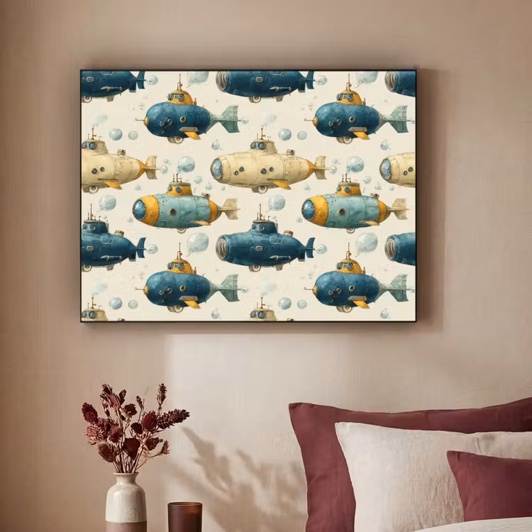 Duikboot - Fantasie - Kleurrijk Textielframe zwart klein 947 -sfeer1