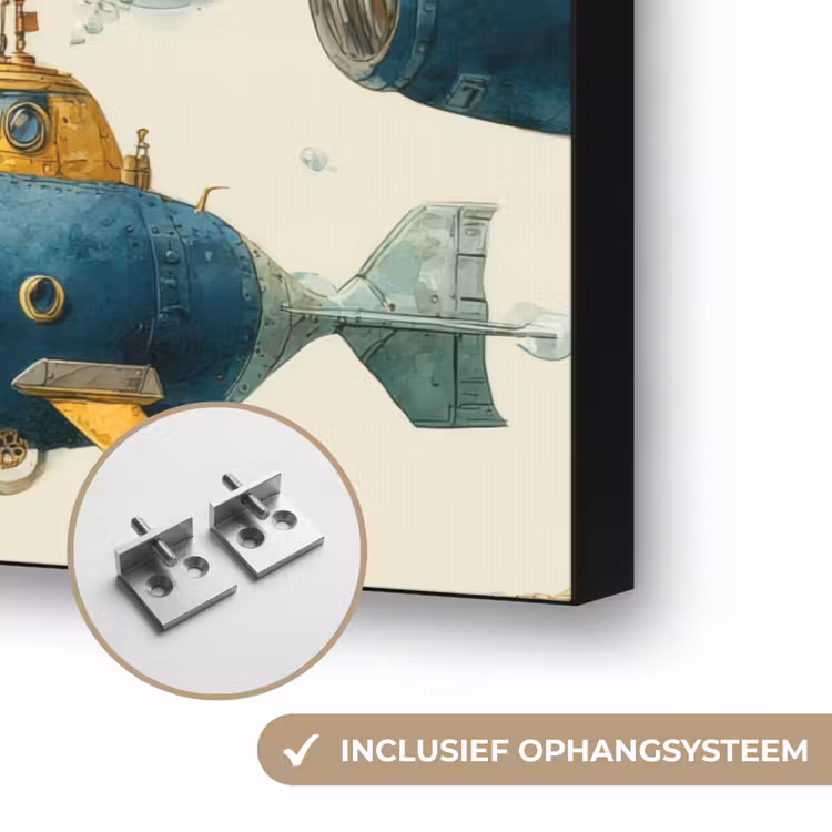 Duikboot - Fantasie - Kleurrijk Textielframe zwart klein 947 -USP_ophangsysteemNL
