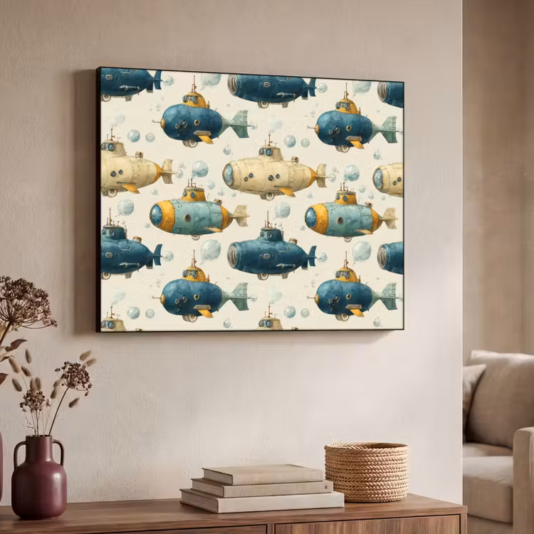 Duikboot - Fantasie - Kleurrijk Textielframe zwart klein 947 -sfeer3