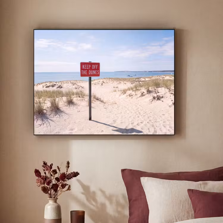 Duin - Bord - Kust - Landschap - Rood Textielframe zwart klein -sfeer1