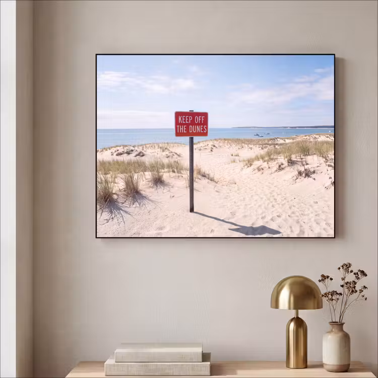 Duin - Bord - Kust - Landschap - Rood Textielframe zwart klein -sfeer2