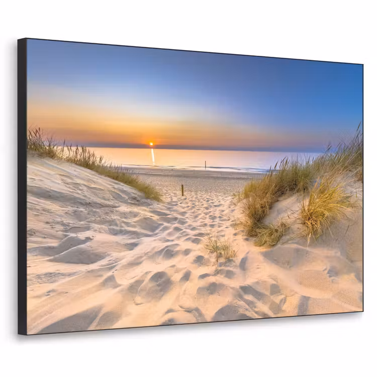 Duin - Zonsondergang - Horizon - Strand - Gras Textielframe zwart klein -3d