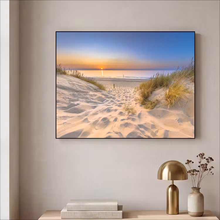 Duin - Zonsondergang - Horizon - Strand - Gras Textielframe zwart klein -sfeer2