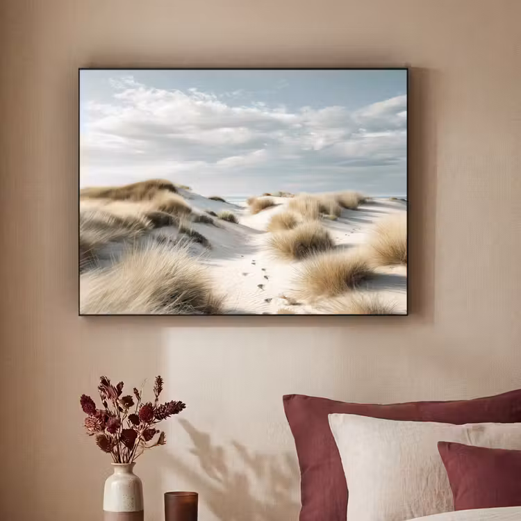 Duinen - Gras - Sporen - Wolken Textielframe - compleet frame klein -sfeer1
