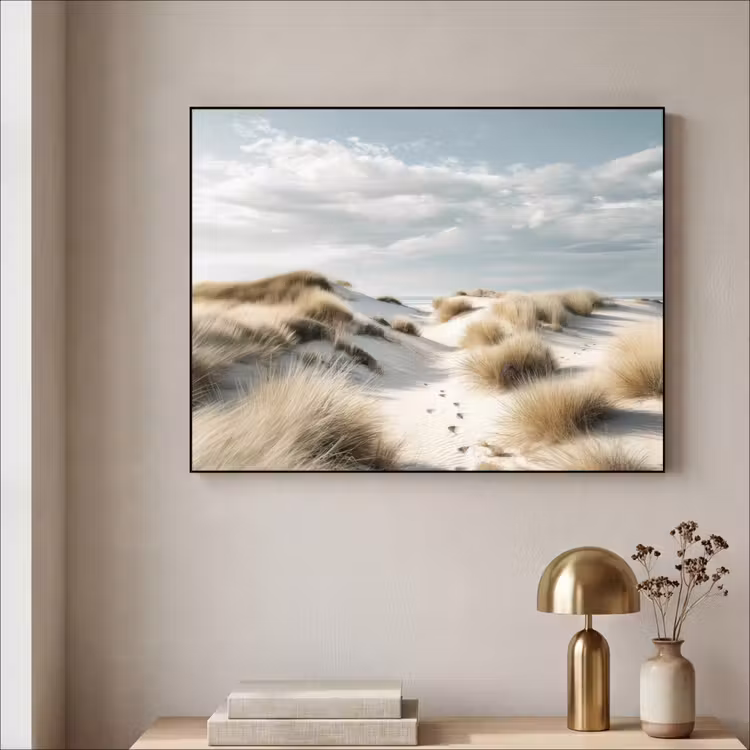 Duinen - Gras - Sporen - Wolken Textielframe - compleet frame klein -sfeer2