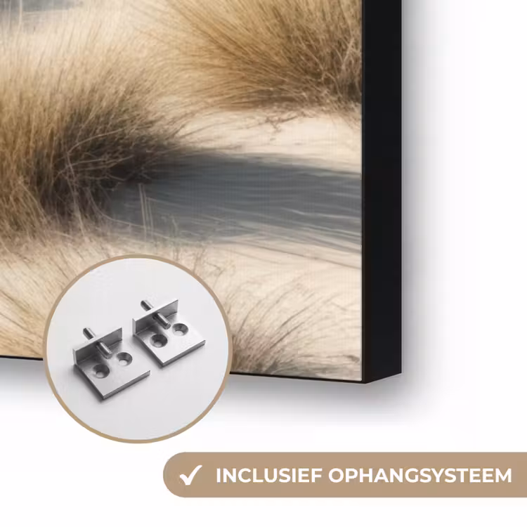 Duinen - Gras - Sporen - Wolken Textielframe zwart klein -USP_ophangsysteemNL