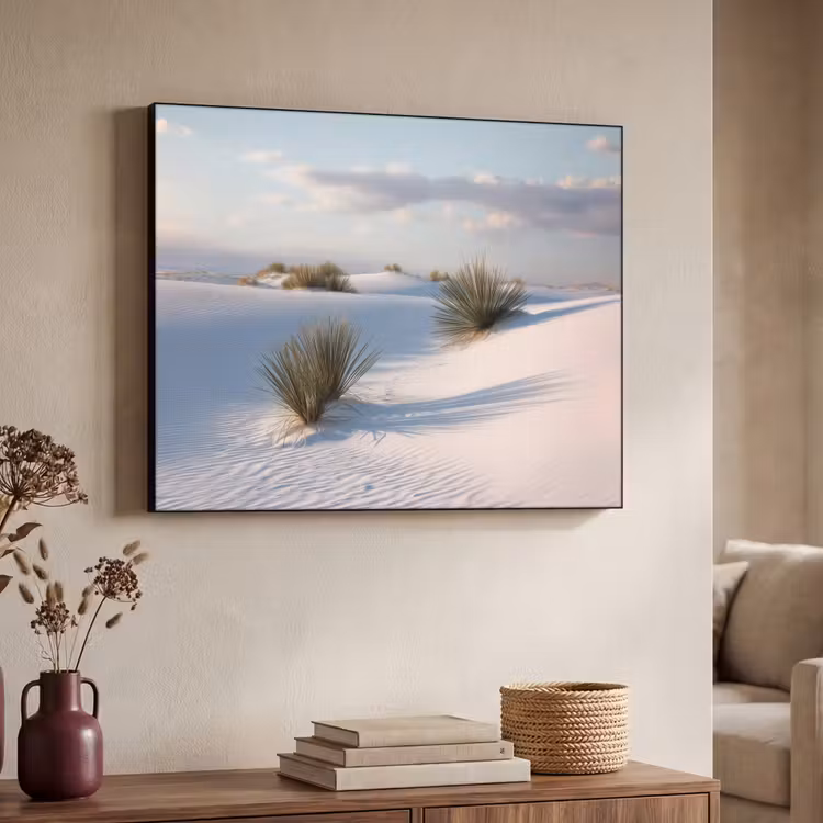 Duinen - Gras - Wolken - Beige Textielframe - compleet frame klein -sfeer3